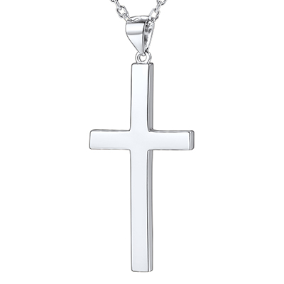 Silver Cross Gold Heart Pendant 18" Rolo Chain Necklace Silver Cross Gold Heart Pendant 18" Rolo Chain Necklace